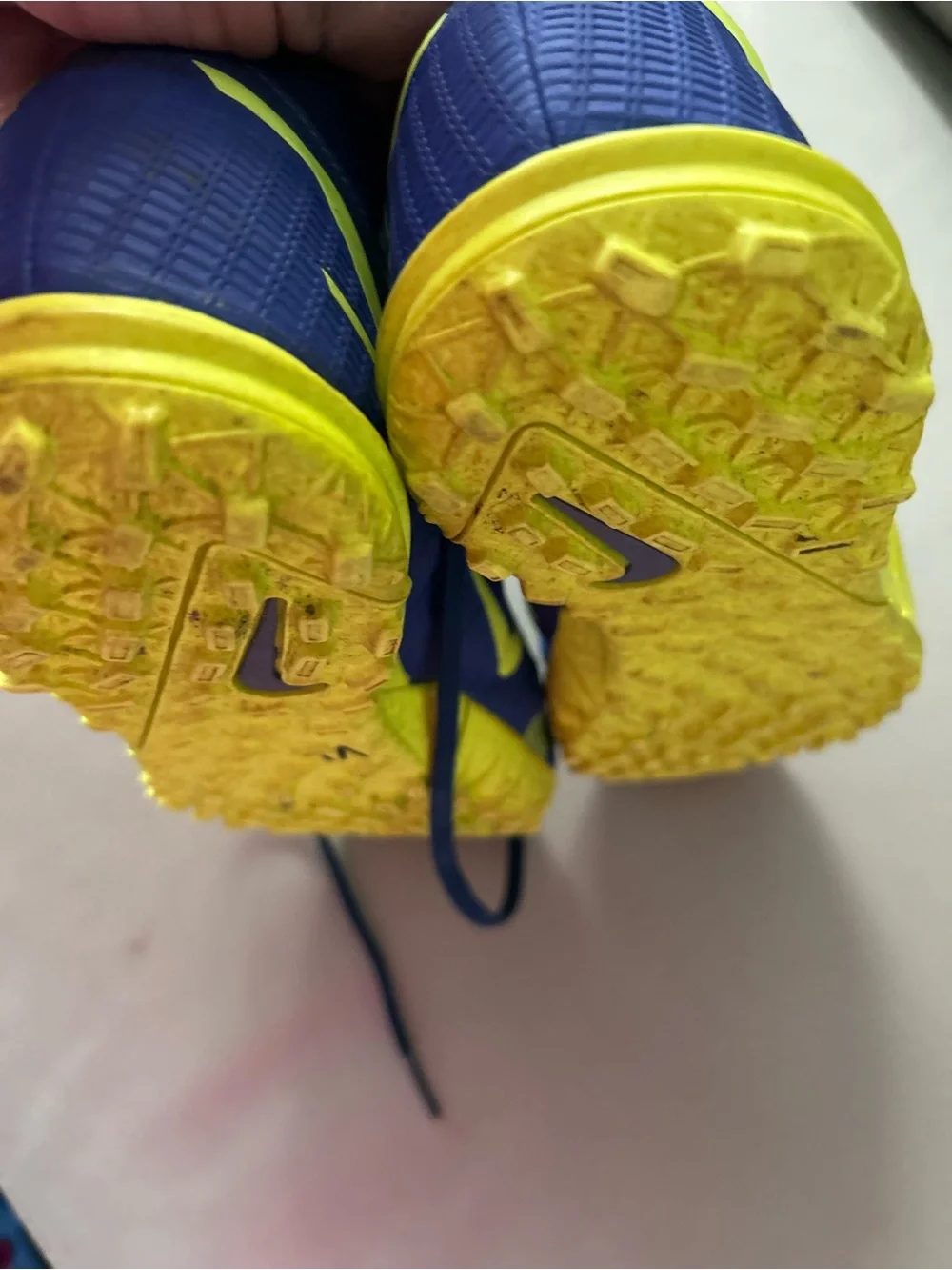 Nike Mecurial Youth Athletic Soccer Shoes in Blue and Yellow